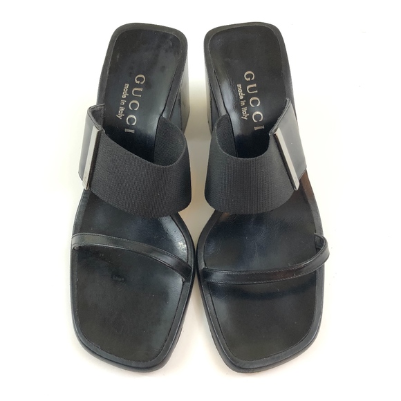 Gucci | Shoes | Gucci Vintage Chunky Heel Slip On Sandals | Poshmark